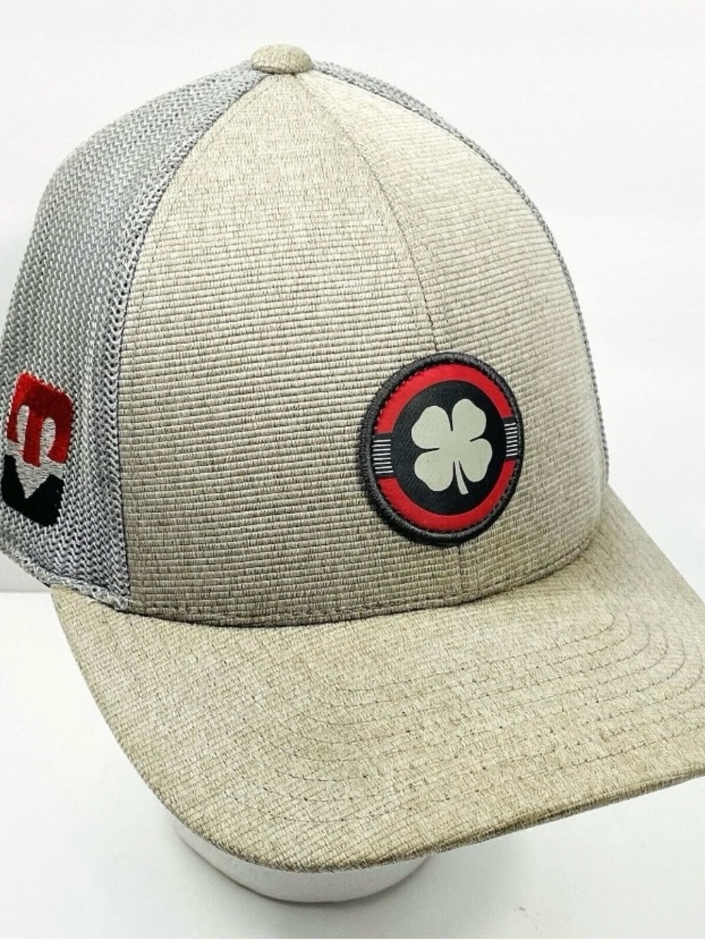 Black Clover Flex Fit One Ten Live Lucky Gray Embroidered Patch Trucker Hat Cap